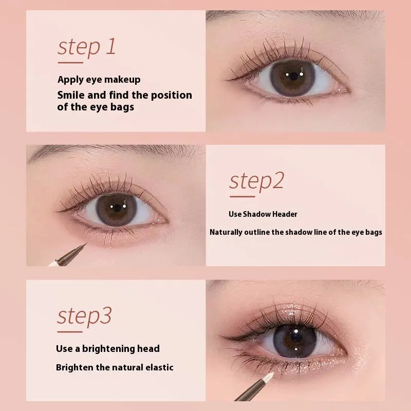 Double headed silkworm eyeliner pen with stereoscopic star eyes design in pearlescent liquid formula
