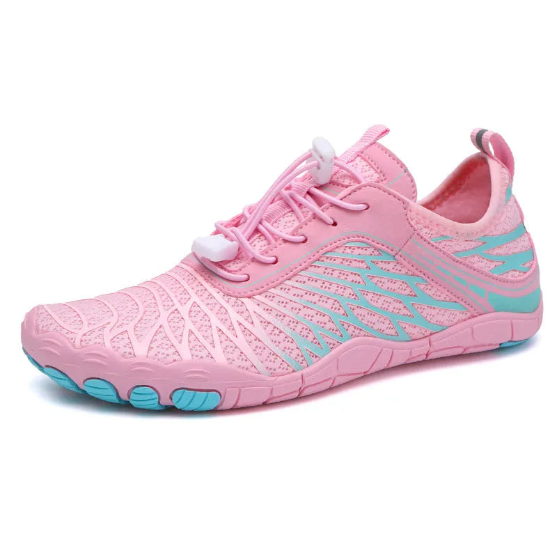Men's white and coloured lace-up casual sports sneakers with a rubber sole on a plain background.