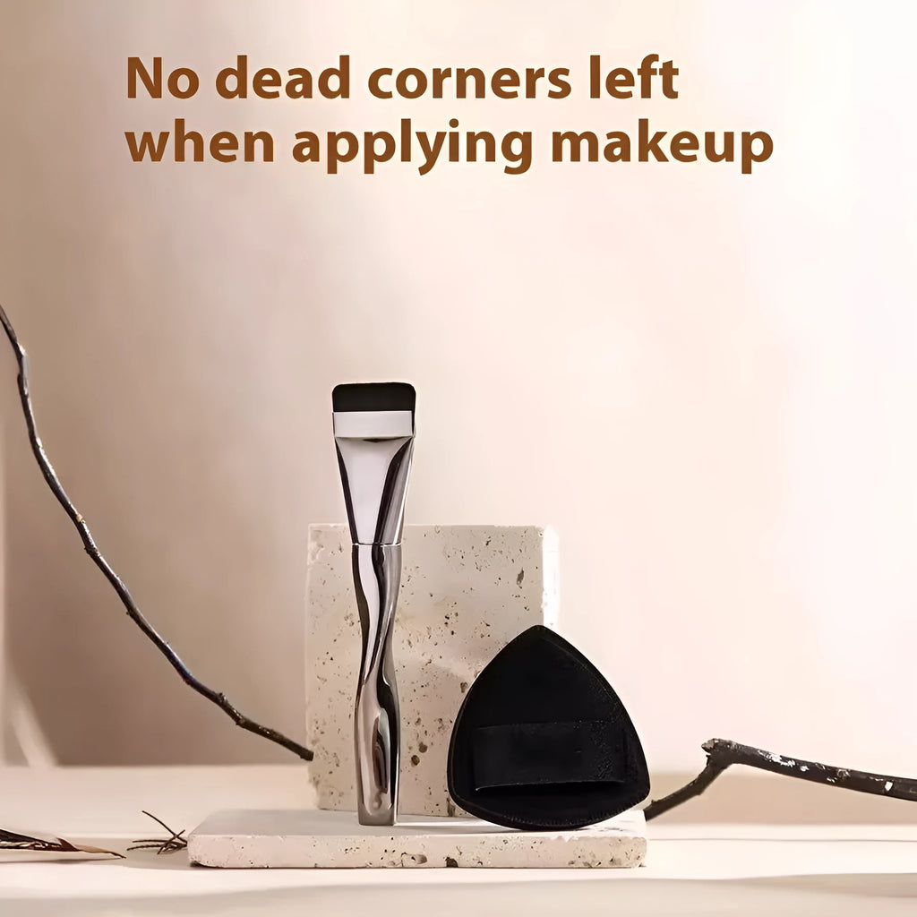 Spiral-shaped powder foundation brush with long handle and synthetic bristles