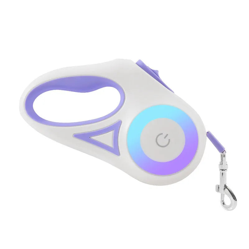 Retractable dog leash with one-handed brake in Dream Purple 3m – ABS body with large grip handle and collar