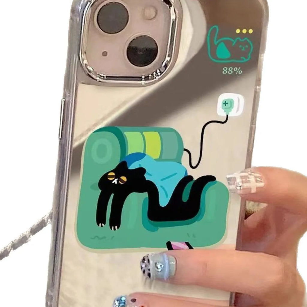 All-inclusive silicone phone case for iPhone 16 series with drop resistance and cartoon sofa cat design