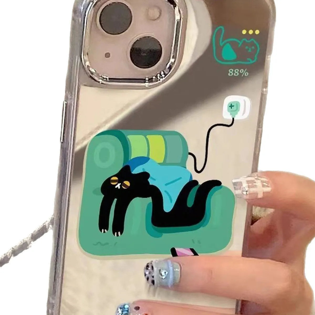 All-inclusive silicone phone case for iPhone 16 series with drop resistance and cartoon sofa cat design