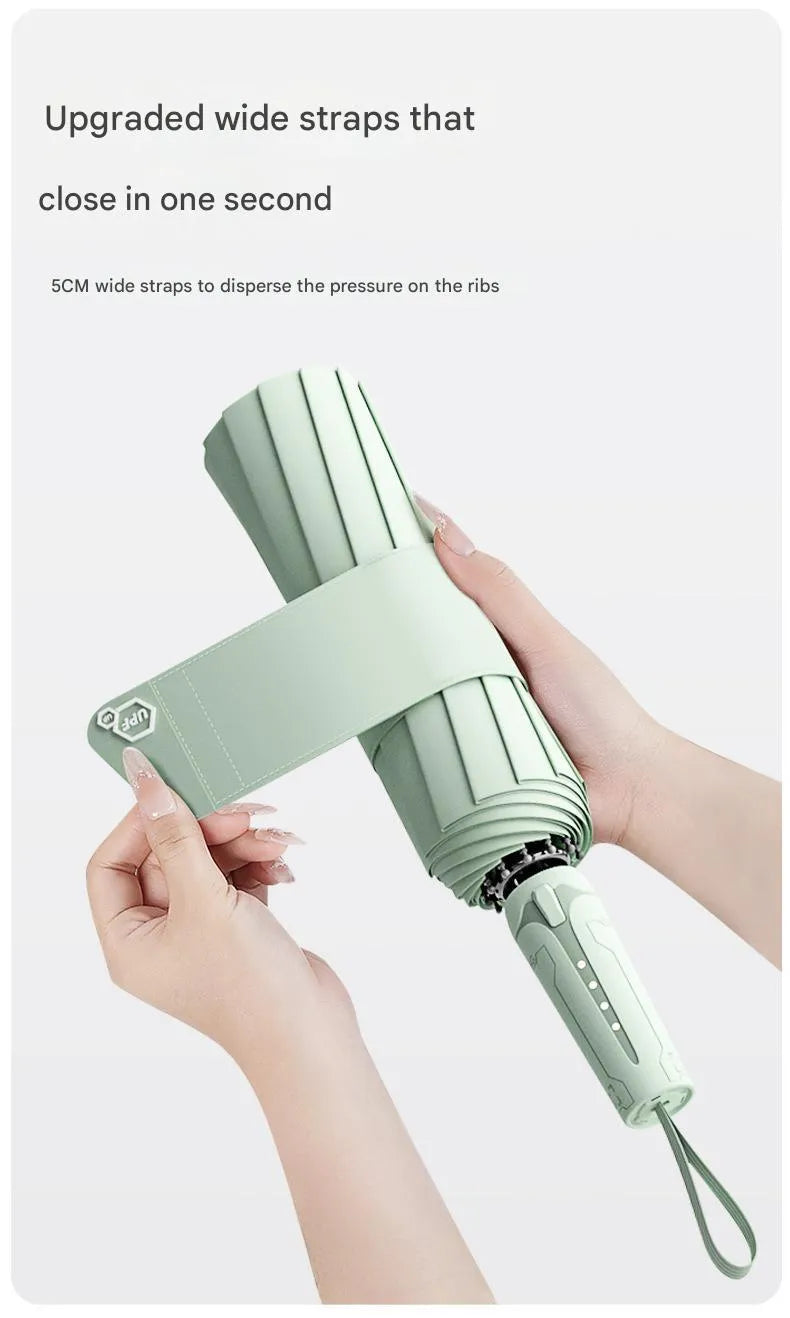 Automatic folding umbrella with 108cm oversized canopy in multiple colour options