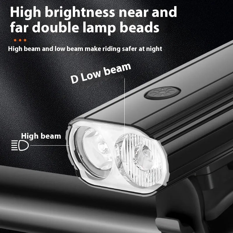 TYPE-C rechargeable aluminium alloy bicycle headlight with quick-release mounting base
