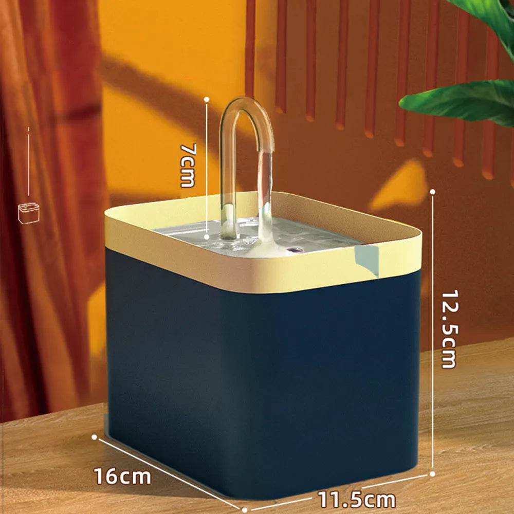 Automatic pet water dispenser 1.5L food grade circulating fountain in front view