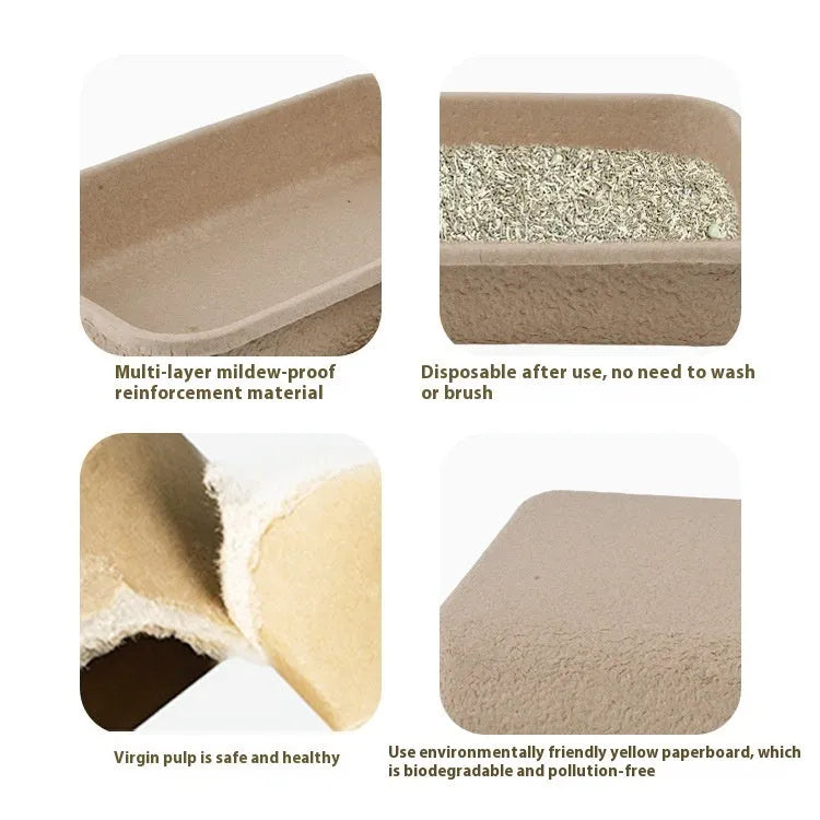 Brown disposable waterproof cat litter box with three size options shown side by side.