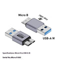 Micro B adapter converter showing Type-C and USB to Micro B connections for charging and data transfer