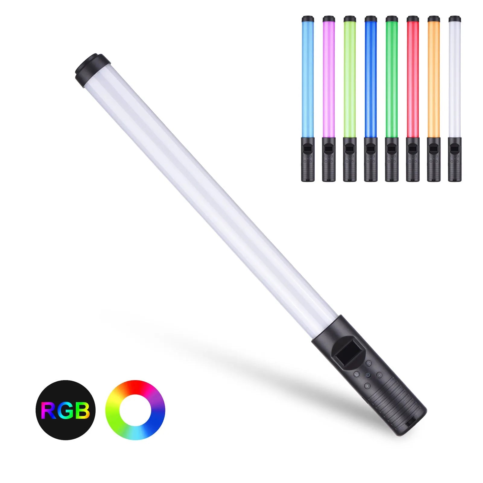 Handheld dual colour temperature LED photography light stick with RGB lighting modes and mounting bracket