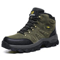 New large size outdoor hiking shoes for men and women with cotton lining, waterproof, front tie lacing, in Army Green colour