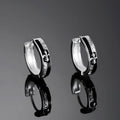Men's black knight ear clip earrings, copper electroplated geometric ellipse style, sold as a pair