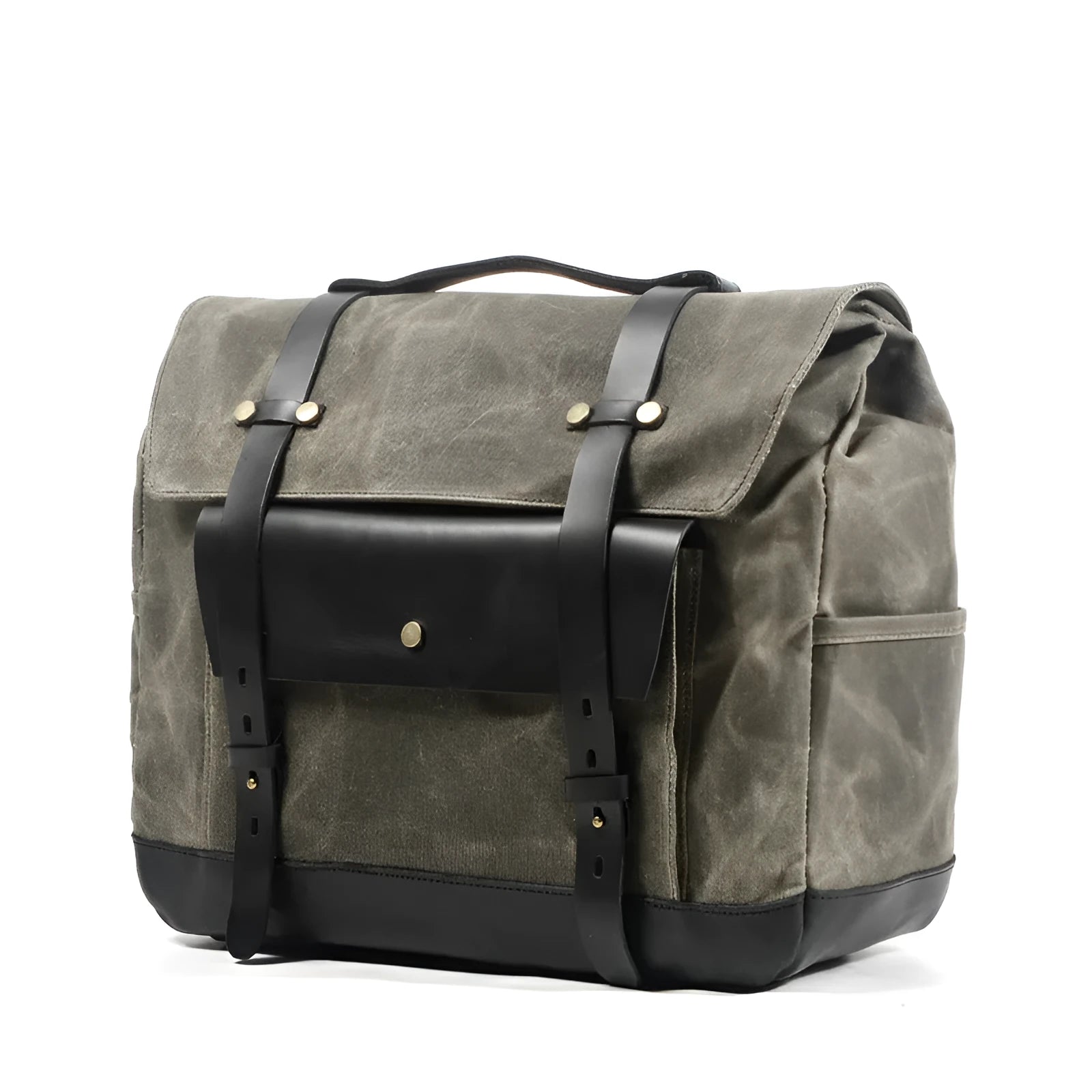 Camel Bag Knight retro cotton messenger bag showing 40cm size and internal organiser pockets