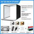 50cm studio small light box with metal frame and reflective cloth, showing folded LED light board and USB plug