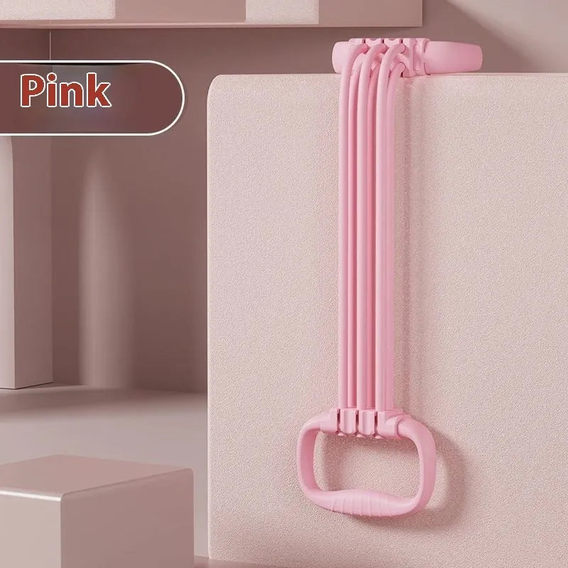 Women's adjustable chest expander with TPE rope in blue, pink, or purple colour options