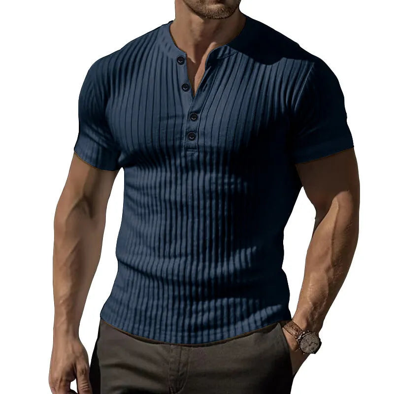 Slim-fit men's short-sleeved sports T-shirt in polyester, shown in Army Green colour.