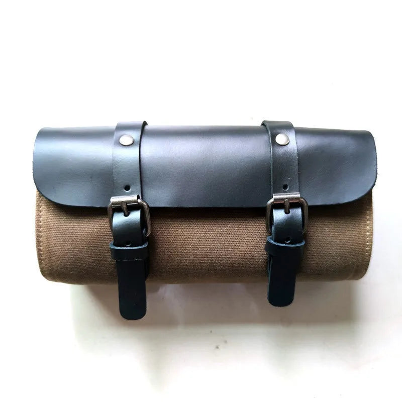 Camel Bag Knight retro cotton messenger bag showing 40cm size and internal organiser pockets