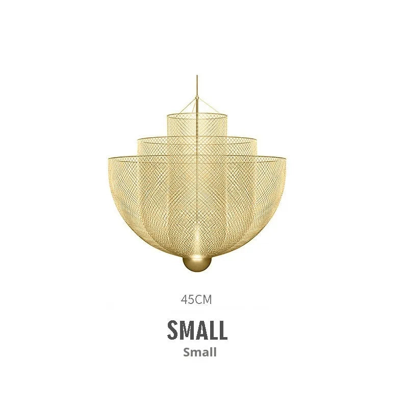 Nordic iron mesh personality shape chandelier with 450mm diameter in gold finish