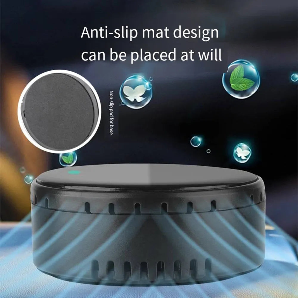Car mounted solar air humidifier in black, gold, or red with vent mounting bracket and adjustable controls