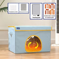 Beige and sky blue heated cat nest dog bed with removable cover in two sizes