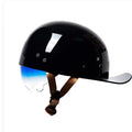 Men's retro half bicycle helmet in Bright Black Gradient Blue colour with a matching tinted lens.