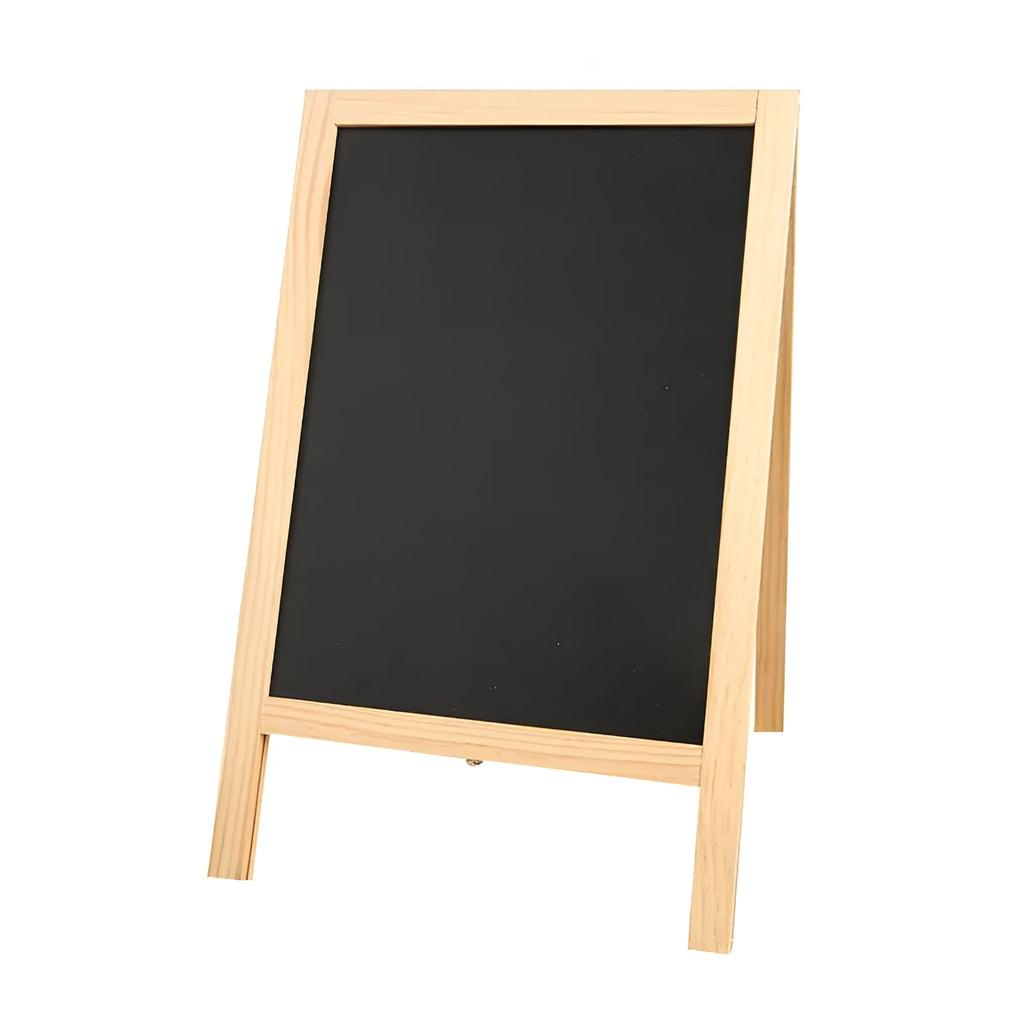 A-shaped double-sided wooden easel blackboard 20x30cm on countertop