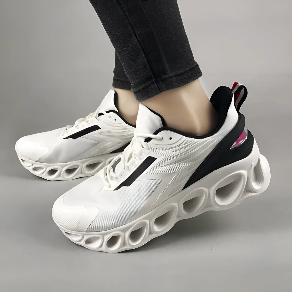 Men's breathable mesh sports shoes with EVA soles in black colour