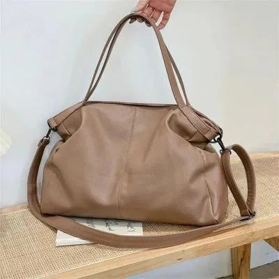 Large soft PU messenger bag in horizontal square shape with adjustable shoulder strap