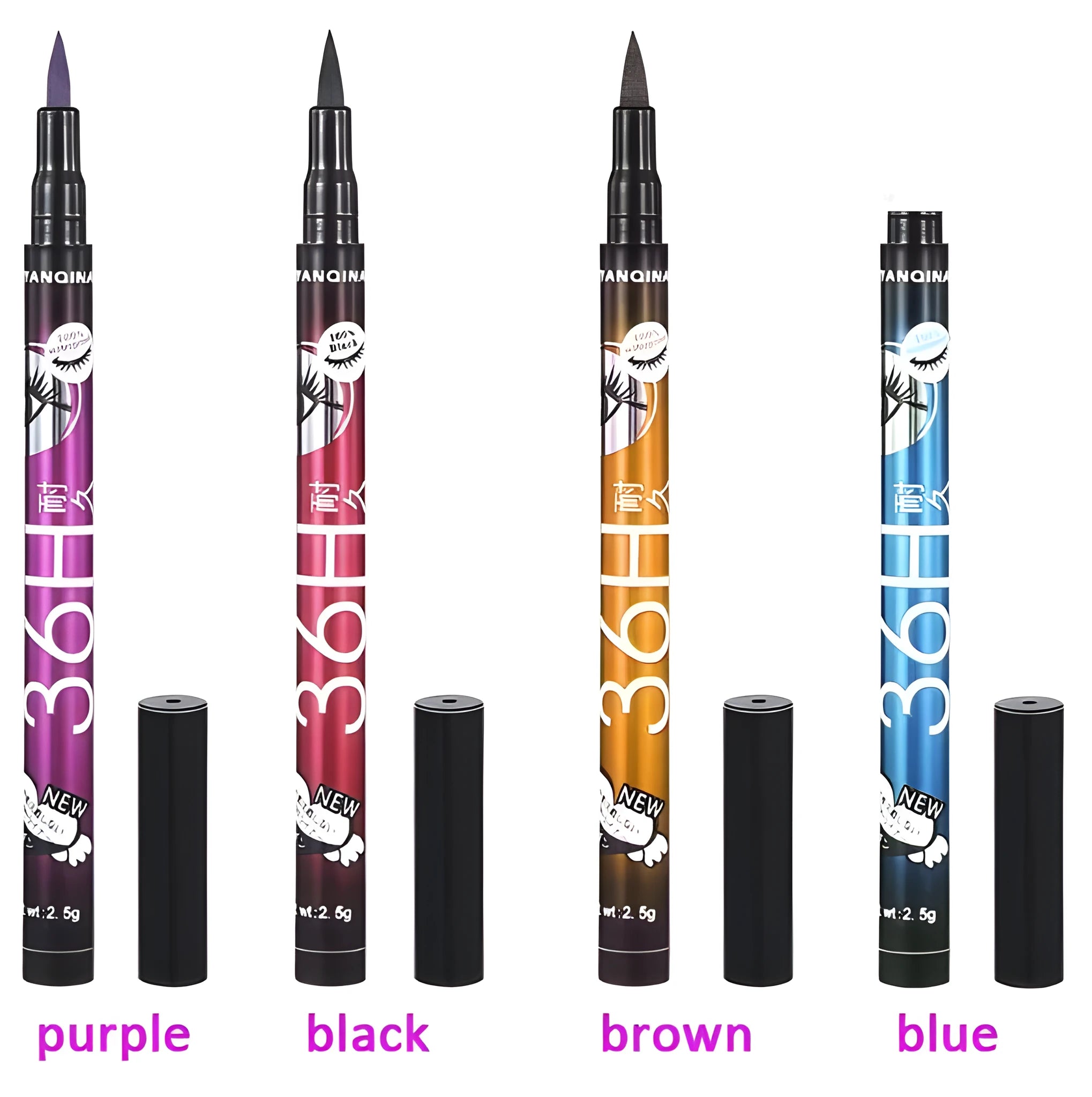 Gel eyeliner pencil in four colours: black, blue, brown, purple – waterproof and smudgeproof