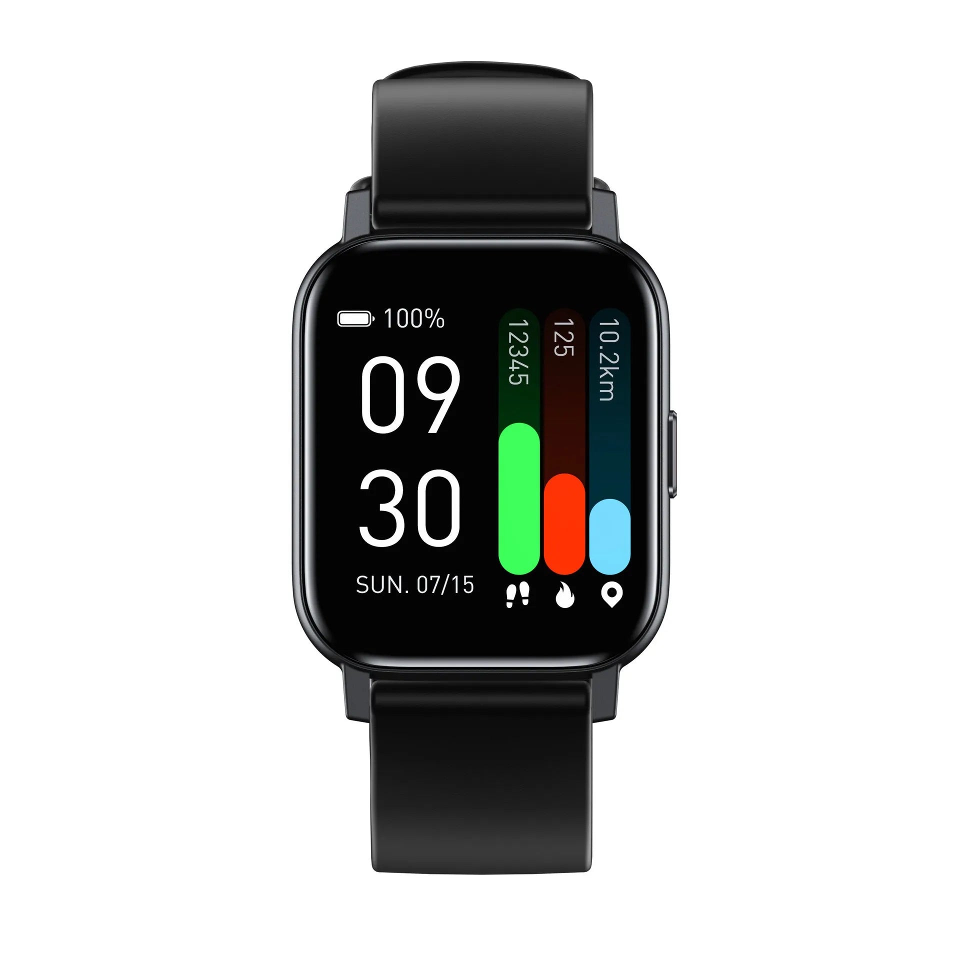 GTS1 smart watch with body temperature and heart rate monitoring, 1.3 inch touch screen, silicone strap, on a wrist