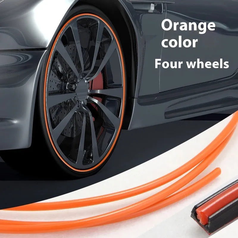 PVC car wheel hub decorative strip protective ring in black fitted on a car rim