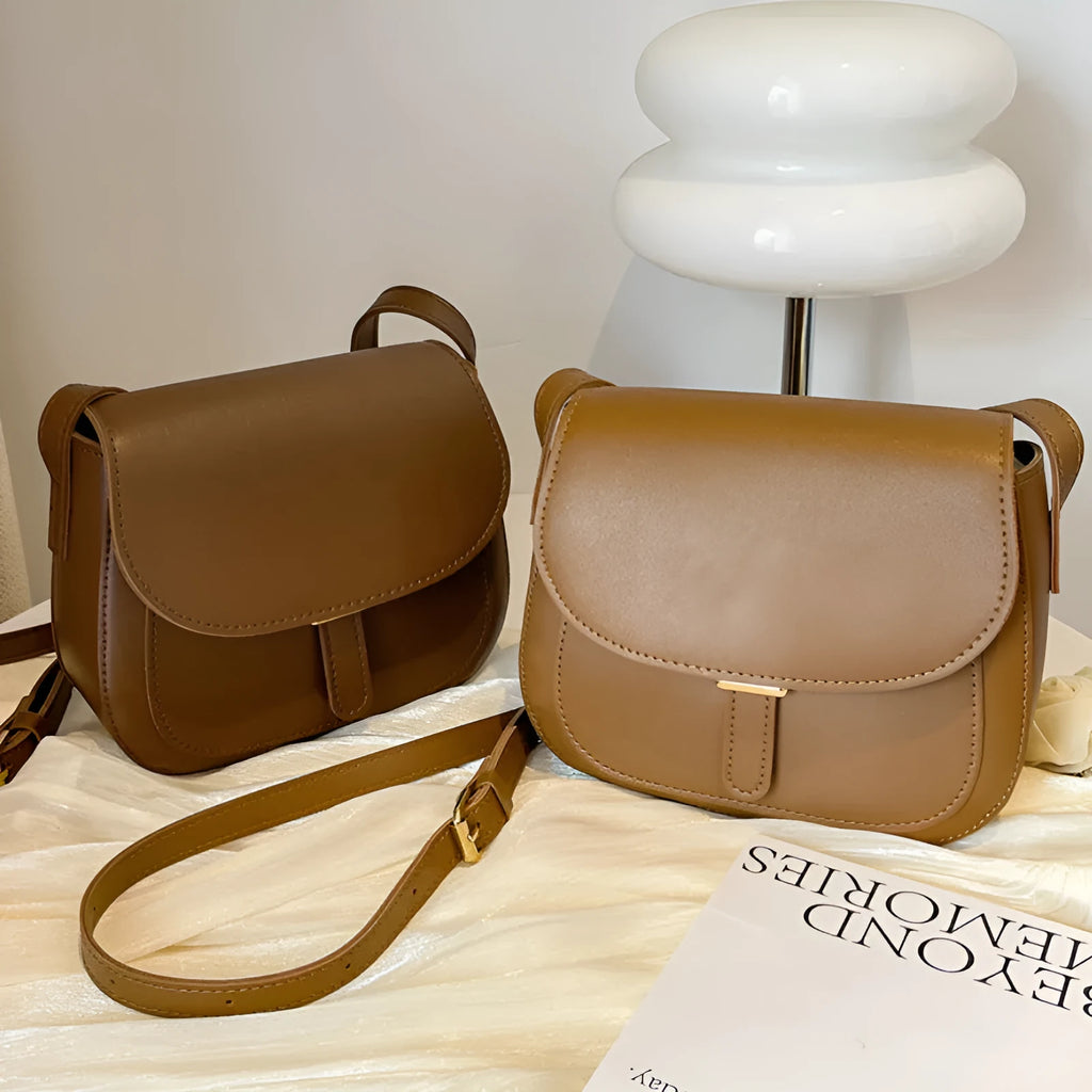 Small square PU crossbody bag for women in black, brown, and coffee with single shoulder strap