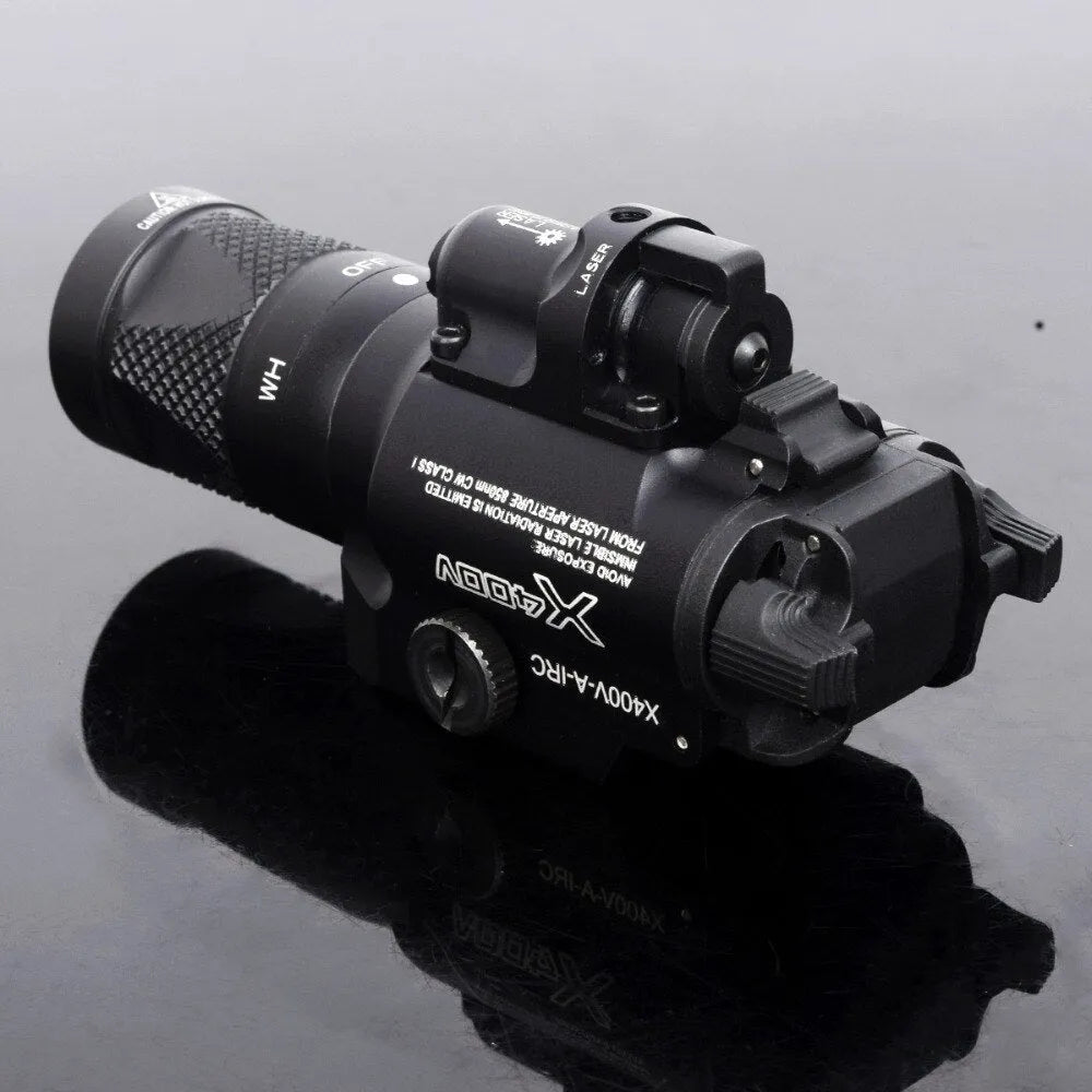 American P1 tactical strobe flashlight in black ABS with hand press mechanism and LED light source