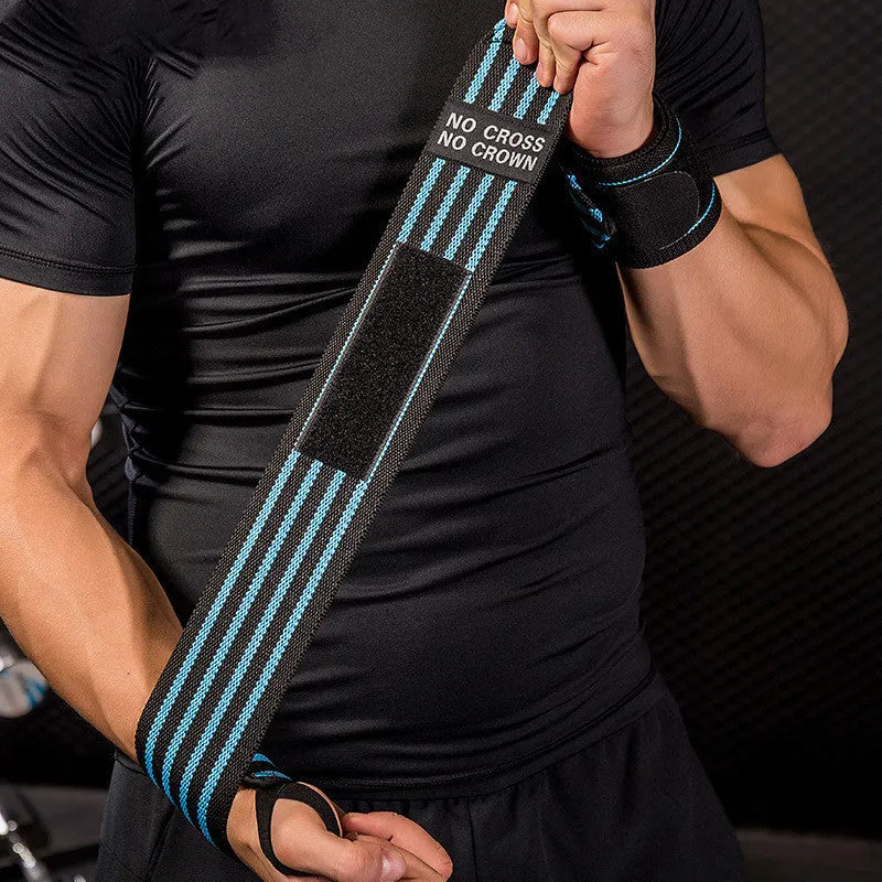 Weightlifting strength wristband in nylon with adjustable pressure, shown in orange colour