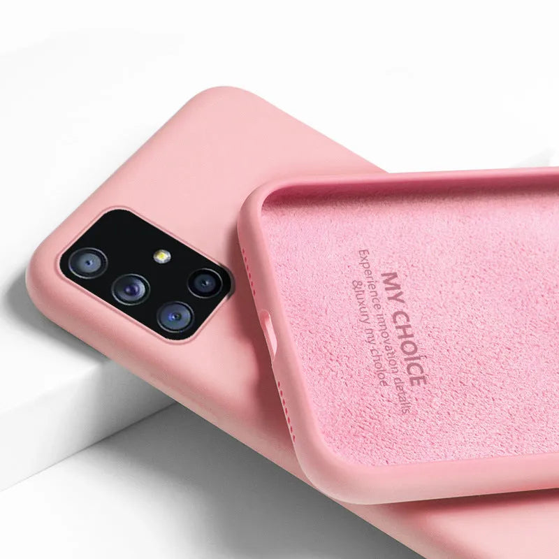Samsung Liquid Silicone Phone Case back cover in solid colour simple style with smooth grip surface for Samsung A20, S20, S10, A51