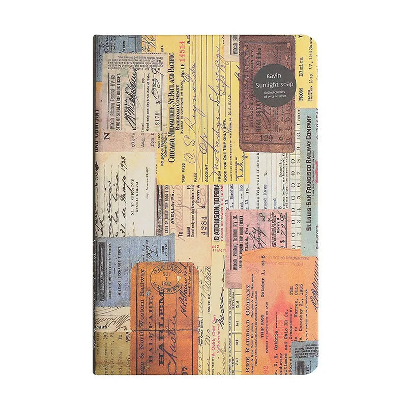 Kraft paper mood notebook in A5 size with European retro design and coloured pages