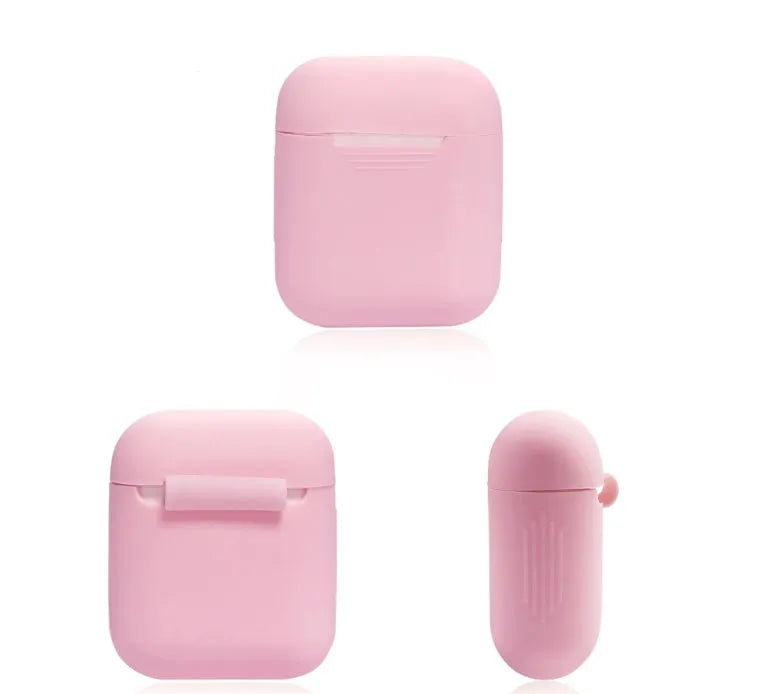 Soft silicone protective case for Bluetooth headphones in various colours on a grey background.