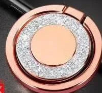 Bling glitter metal phone holder ring showing 360-degree rotation and flip-flat mechanism on smartphone