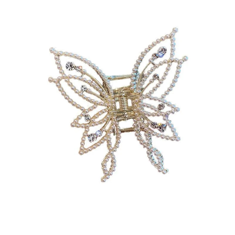 Butterfly design hair clip barrette with alloy construction and electroplated finish