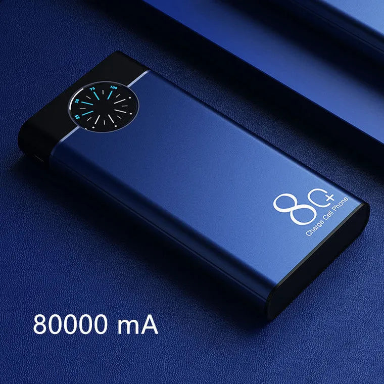20000mAh alloy fast charging power bank in black, red, and blue colours with LED flashlight