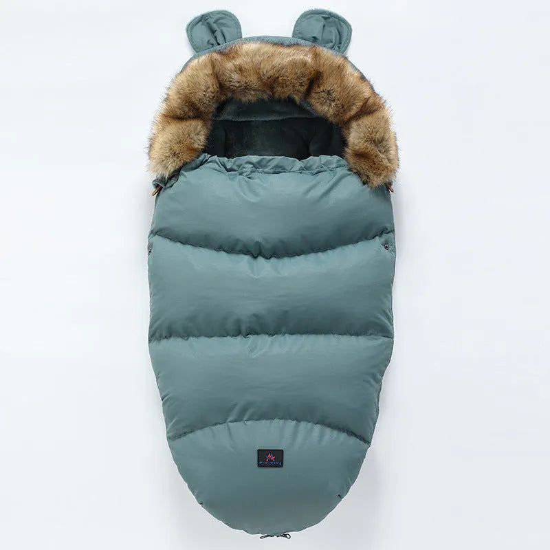 Detachable baby sleeping bag for strollers in cotton blend fabric, shown in a colour option.
