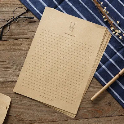 Fawn Kraft Stationery set of 10 sheets, 26 x 18.7cm, four colour options on display