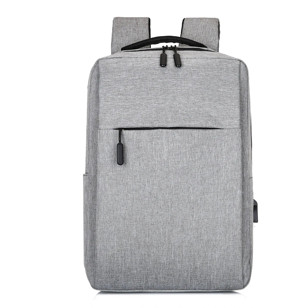 Large black Oxford cloth sports backpack with curved shoulder straps and USB charging port
