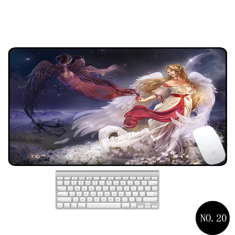 Angel pattern large non-slip mouse pad 300x600mm rubber cloth desk mat with thermal transfer design