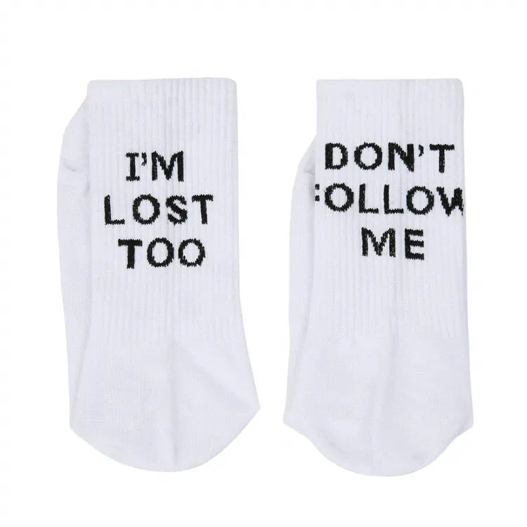 Cotton socks with English alphabet design in black colour option