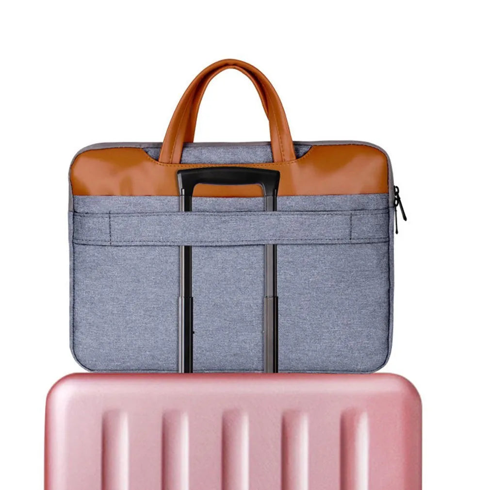 Grey nylon official document liner laptop bag with zipper closure, fits 15-inch tablet or notebook
