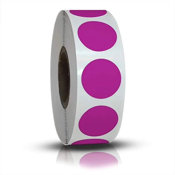 500 Pcs/Roll Chroma colour code point label stickers 2.5cm round with ten colour options