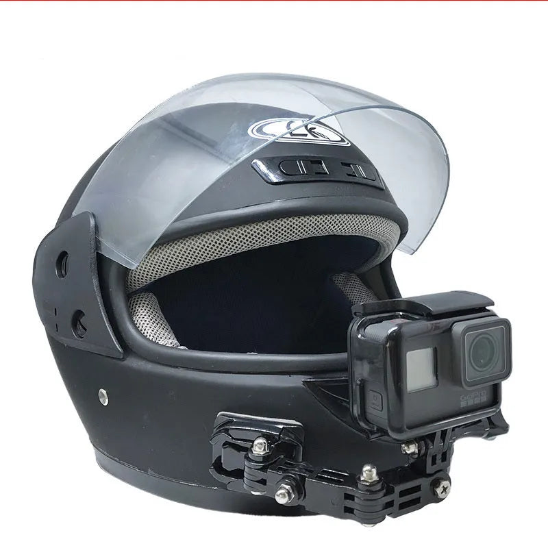 Black ABS stainless steel camera bracket for motorcycle helmet mobile phone holder