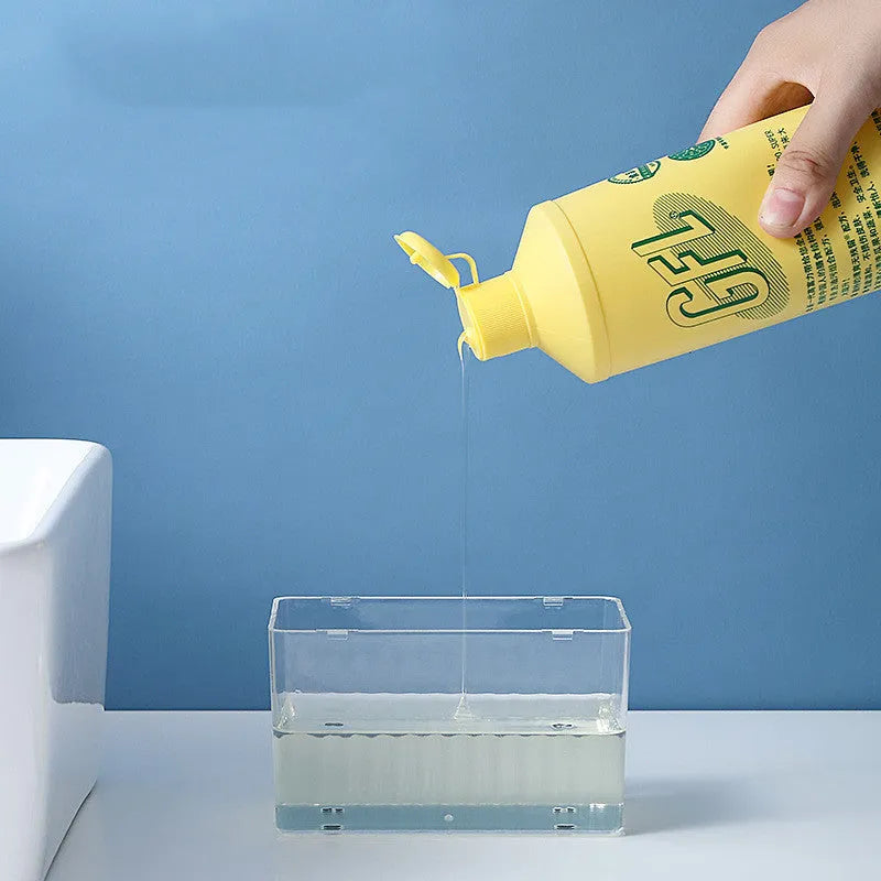 White ABS plastic 2-in-1 kitchen soap dispenser with sponge holder and top-fill pump