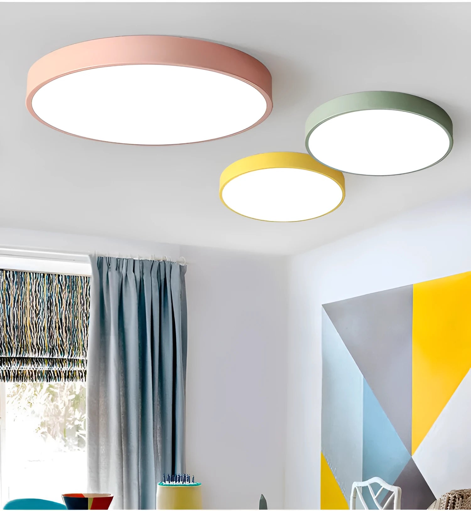 Ultra-thin 22cm 12W LED ceiling light with remote control dimming for modern minimalist rooms