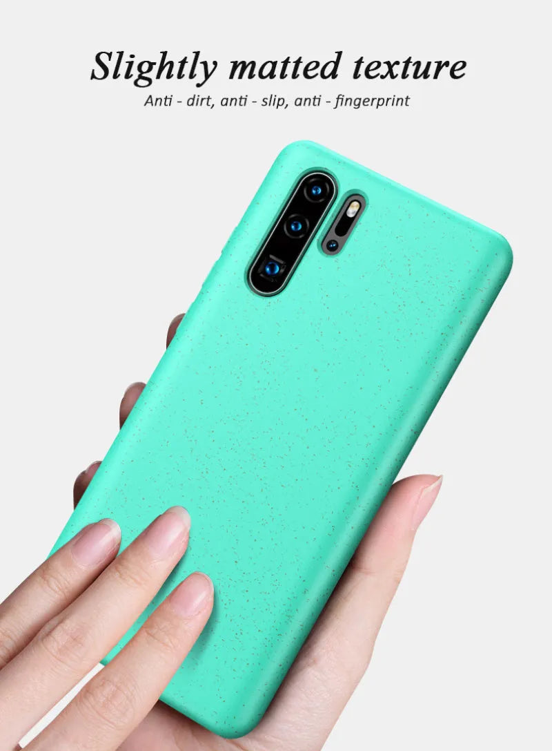 Huawei P30 mobile phone TPU case in Army Green colour, showing the simple back cover design.