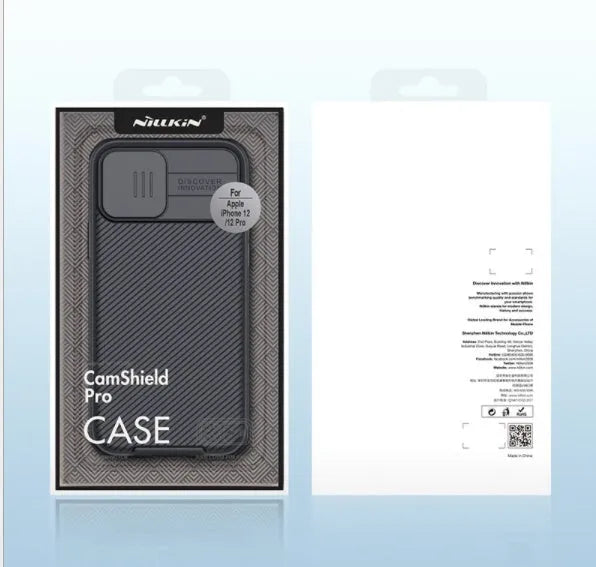 NILLKIN Black Mirror iPhone 12 Pro case with sliding camera cover in black colour